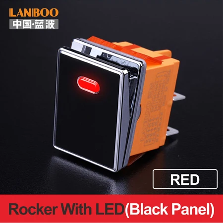 LANBOO 16A250VAC DPDT Высококачественная алюминиевая панель Водонепроницаемый кулисный переключатель - Цвет: Red(Black Panel)