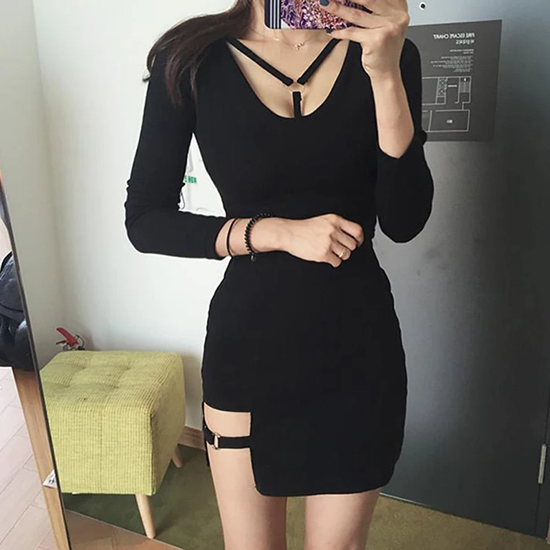 Korean Style Black Package Hip Skirts Irregular Hem Pencil Micro Skirt Sexy Slim Women Bodycon Party Skirts Black