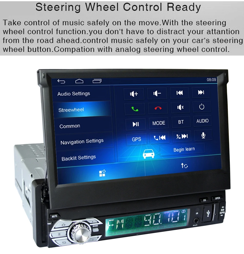 Горячая 7 дюймов Универсальный 1 din четырехъядерный автоматический экран Автомобильный Радио монитор dvd-плеер с автомобиля gps FM Bluetooth