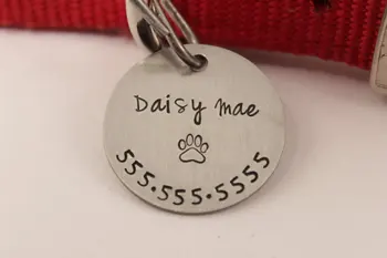 

cute 1.25 inch Personalized Dog ID Tag one side - Name, phone paw print only Habitat Decor