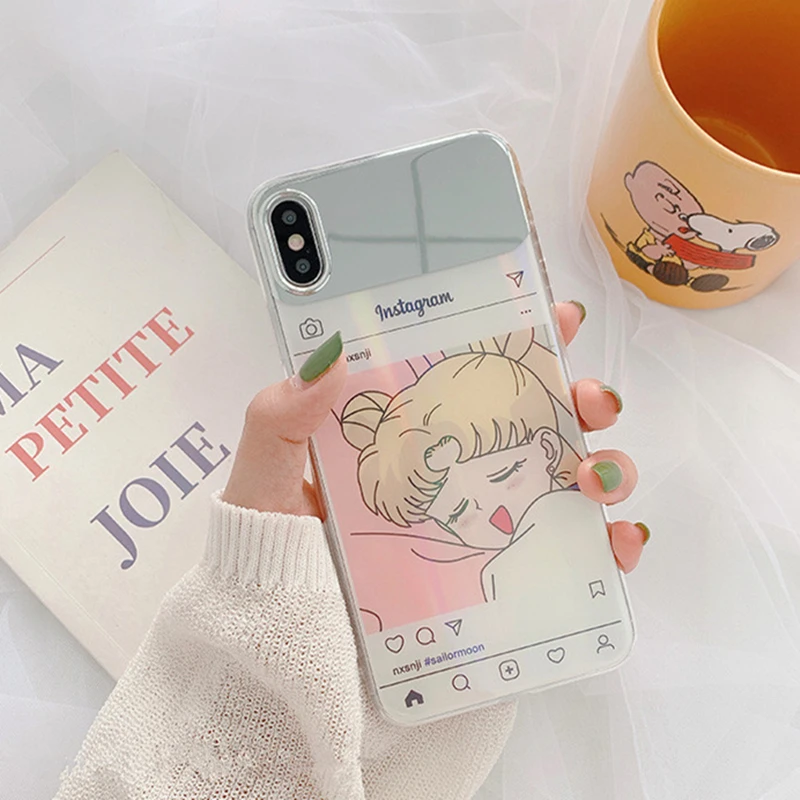 

BONVAN For iPhone X XR XS Max Case soft Cartoon mirror laser Protection Back Funda For iPhone 6 6s 7 8 Plus Phone Cover Coque