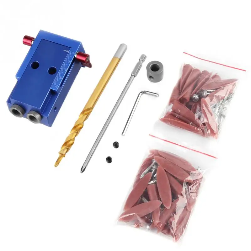 XK 1 Pocket Hole Drilling Jig Kit Woodworking Oblique Drill Guide Drill Bits Positioner Locator