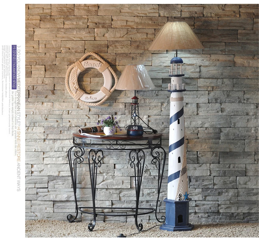 Средиземноморский деревянный маяк, стоячие напольные лампы, лампа, вертикальная кафе, детская комната, напольные светильники, декоративное освещение