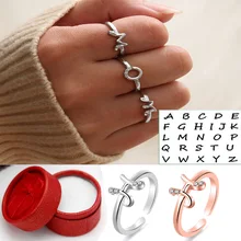 

New Fashion Letter Rings for Women Simple Gold Silver Color Name Ring Female Statement Party Charm Jewelry Gifts New Design 2019