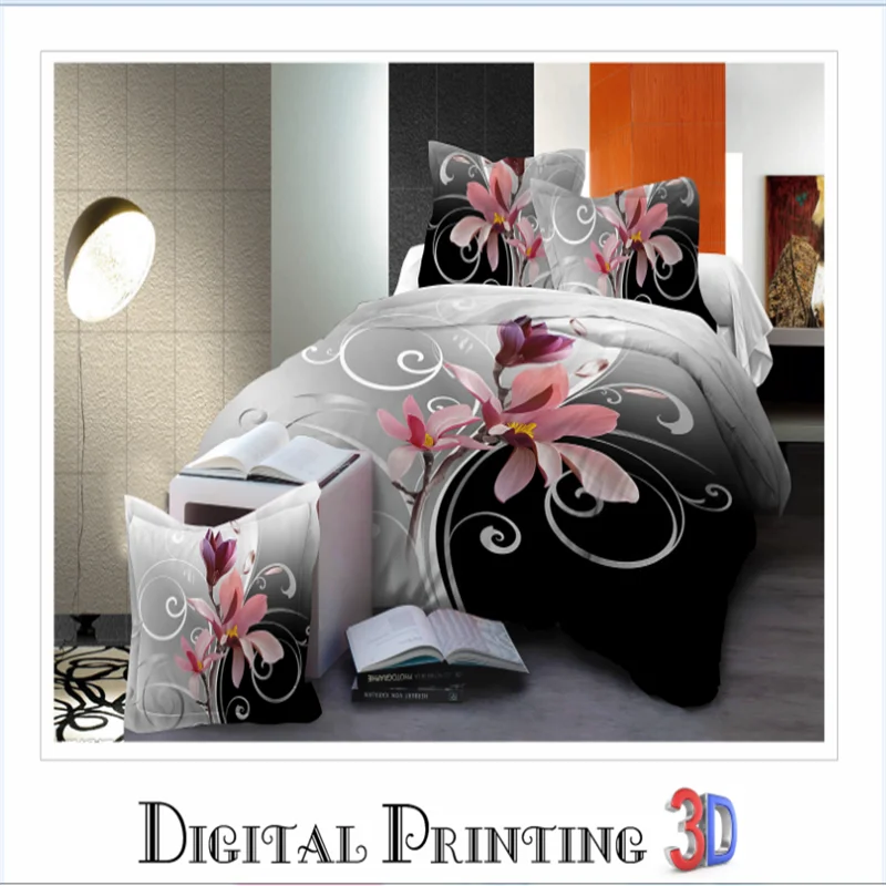 pink bedding sets 3d bed sheet duvet cover pillow case california king digital printing rose hot sell | Дом и сад