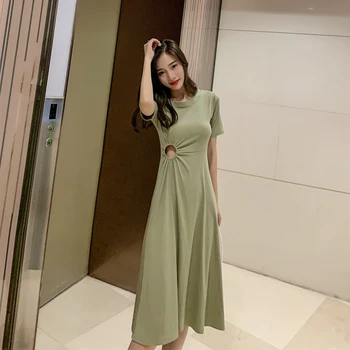 

2020 summer new leisure knitting waist dress circle design