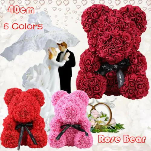 

Rose Teddy Bear Toy Women Girl Flower Heart Flower Gift Girlfriend Birthday Valentine Wedding Party Doll