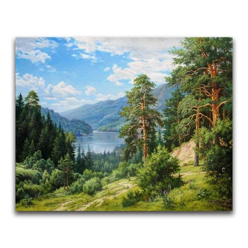 

Full square diamond embroidery nature tree 5d diy diamond painting cross stitch landscape full round Diamond mosaic river sale