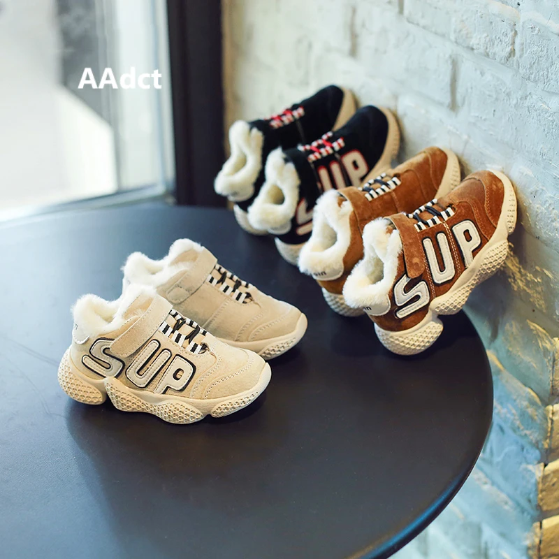 

AAdct Cotton warm running shoes for boys and girls Casual sports children shoes 2018 Winter sneakers kids shoes