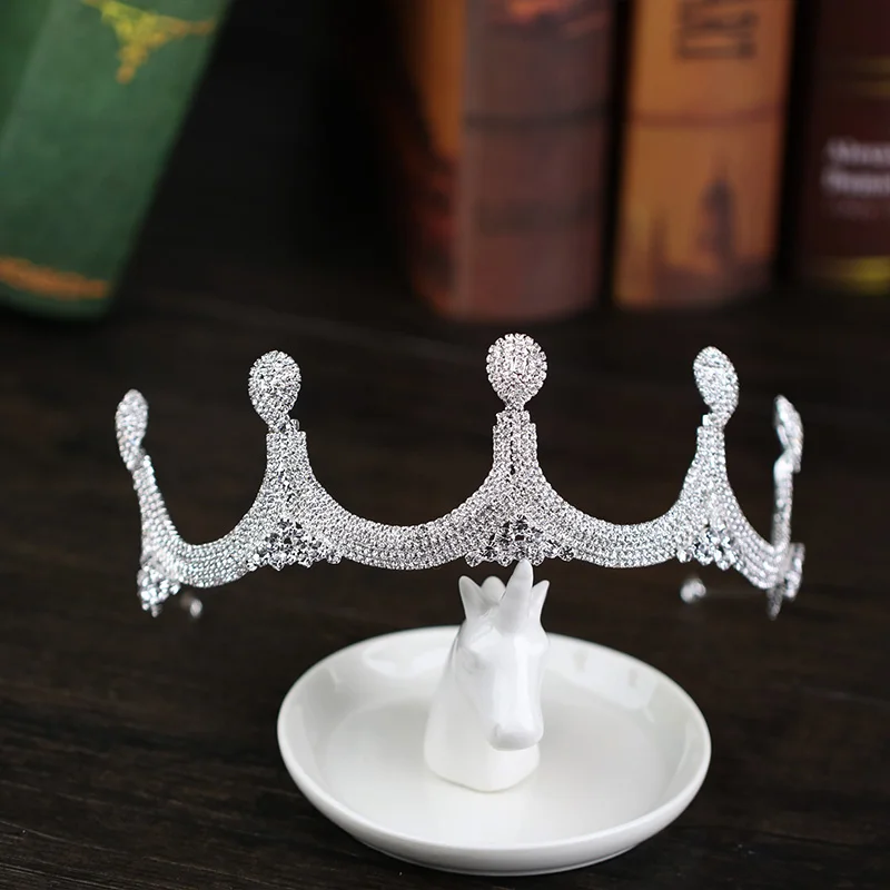 Серебряный Rhinesstone невесты корона и Тиара заставки Роскошные изысканный горный хрусталь queen корона аксессуары для волос Свадебные