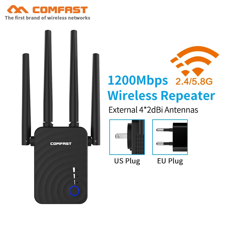 

AC1200 Wireless router WIFI Repeater 5.8Ghz Dual Band 1200Mbps 4 External Antenna Wi-Fi Range Extender signal amplifier booster