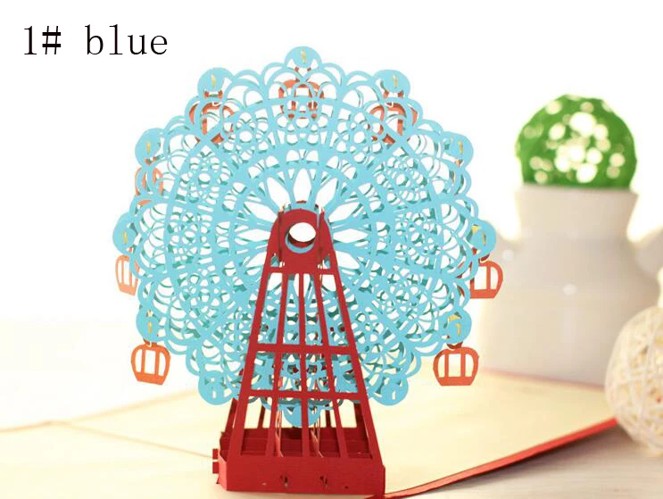  festival supplies greeting cards invitation paper pop up 3D Ferris wheel for Birthday Wedding Party - 32988894911