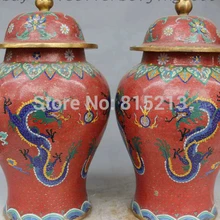 Bi001335 Королевский Китайский Дворец Перегородчатые Бронзовый Gild Дракон Горшок Ваза Танк Jar Крок Пара