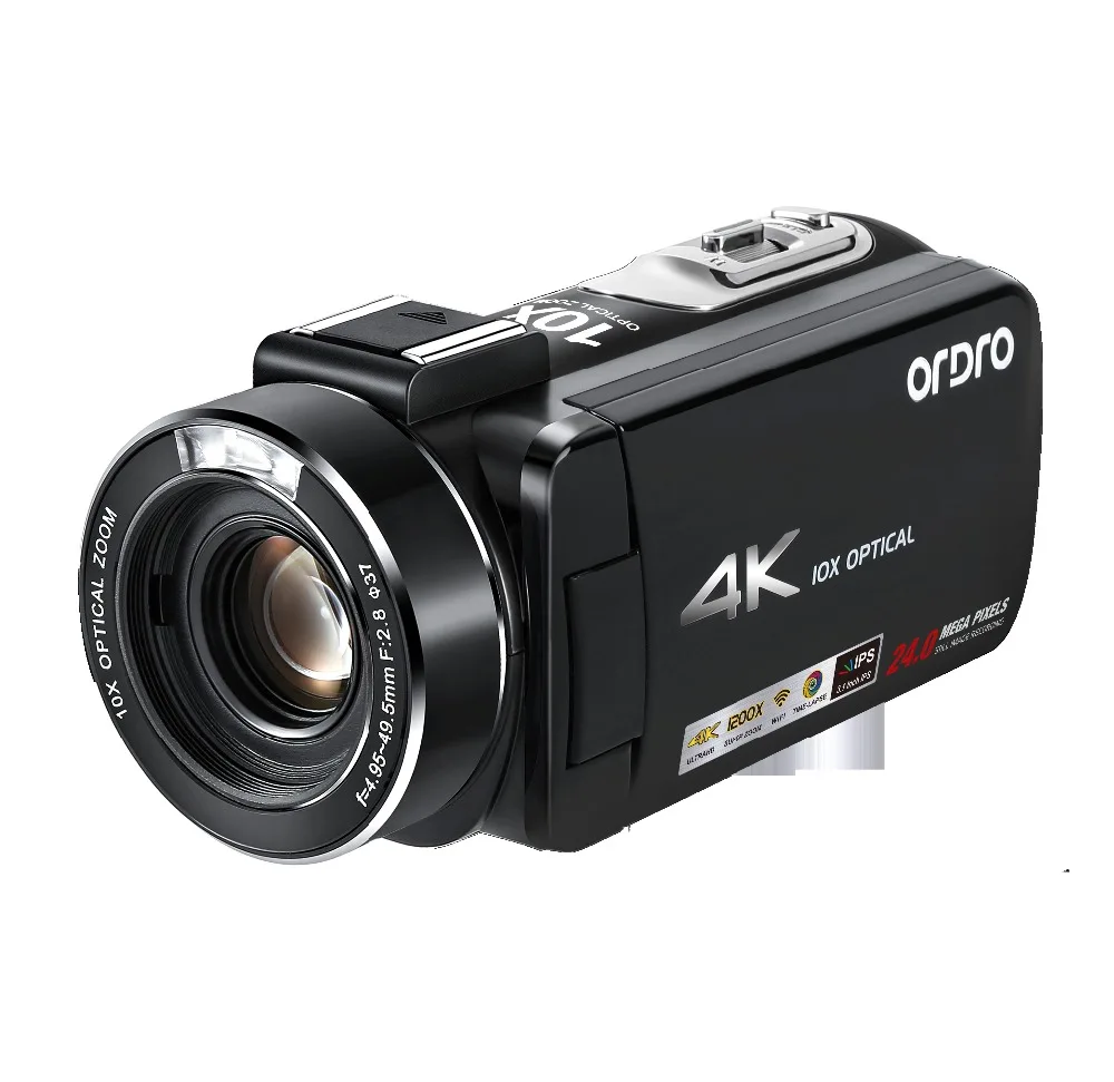 

Ordro HDR-AC7 4K UHD Camcorder 10x Optical Zoom Video Camera 3.1'' IPS Wi-Fi Camera Recorder Support Microphone Wide Angle Lens