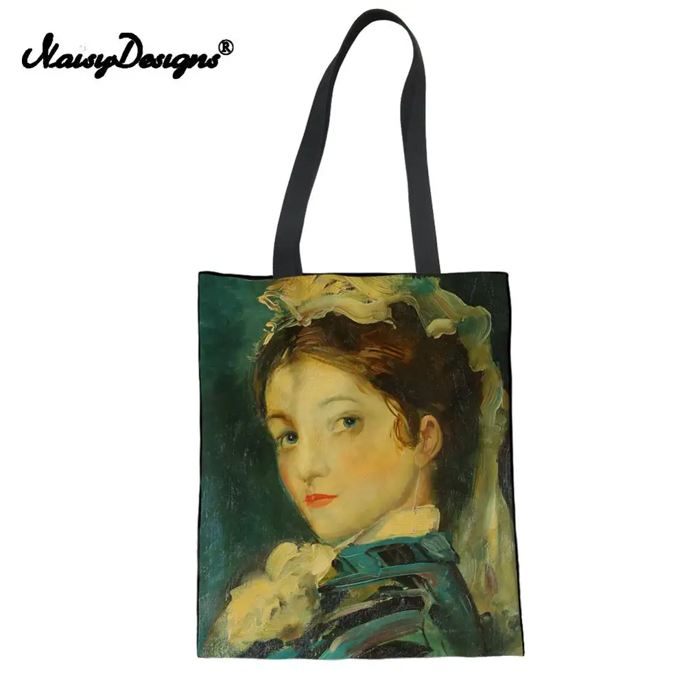 Famous Painting Women Prints Shoulder Bag Canvas Large Shopping Totes Teenage College Book Handbag Summer Foldable Ladies Bags Famous Painting Women Prints Shoulder Bag Canvas Large Shopping Totes Teenage College Book Handbag Summer Foldable Ladies Bags