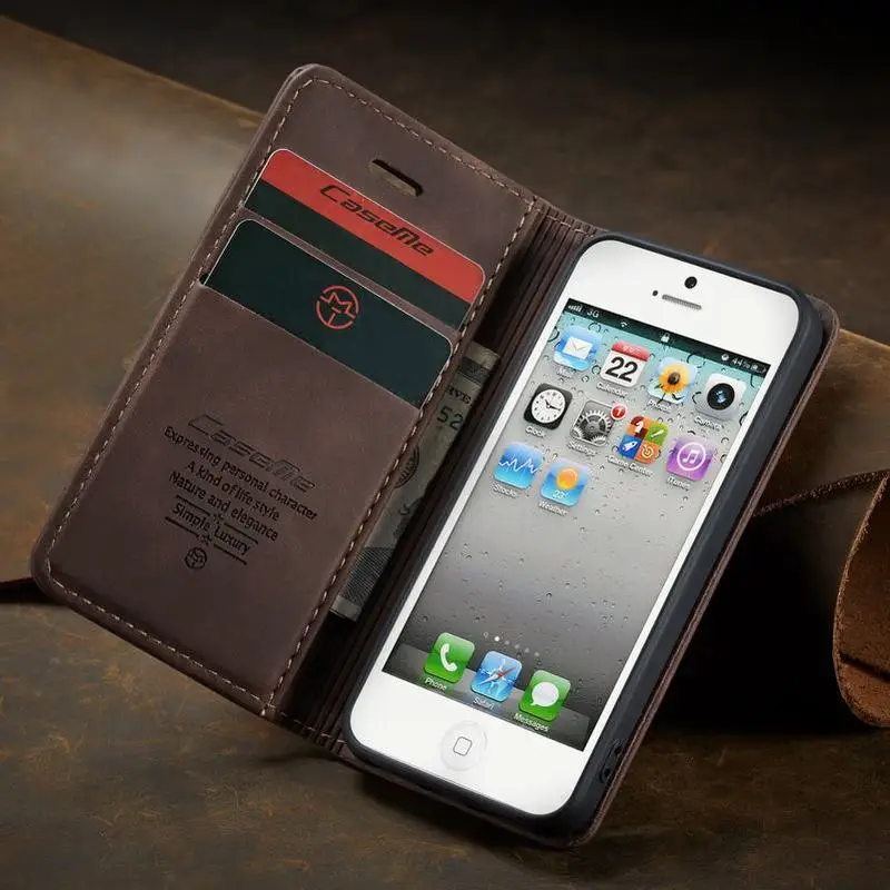 الفاخرة فليب حقيبة لهاتف أي فون 5 5 s SE محفظة جلدية كوكه iphone 5 s غطاء عادي المغناطيسي إغلاق خزانة الأعمال الهاتف حماية