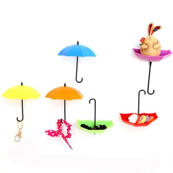 

6Pcs Household Hooks Lovely Small Nail-free Traceless Creative Umbrella Shape Door Glue Hooks Wall Hanging Hooks
