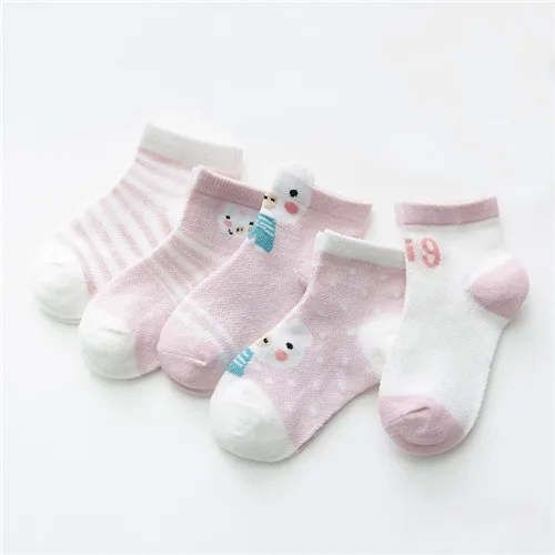 5 пар/лот, детские носки полосатые летние носки для новорожденных мальчиков хлопковые носки для маленьких девочек, одежда для малышей, аксессуары - Цвет: pig