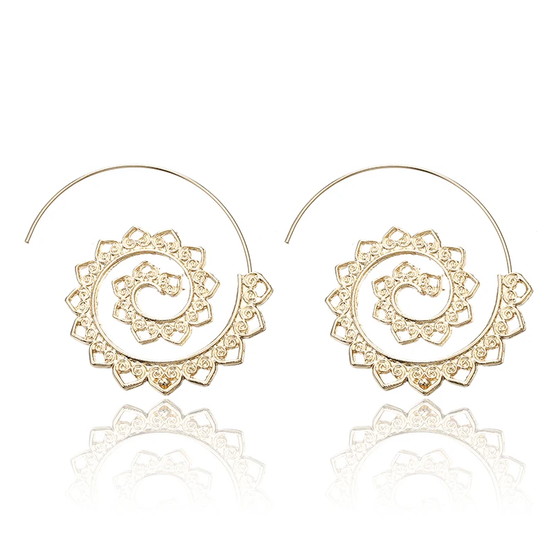 

popular Punk Ethnic Personality Round Spiral Drop Earrings Exaggerated Love Heart Whirlpool Gear Earrings for Women Jewelry