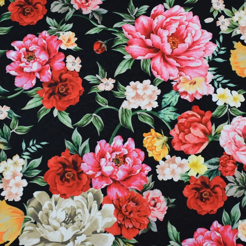 

Euramerican Fashion The peony bloom digital painting jacquard fabric for dress patchwork tissu au metre telas tissus tecido DIY