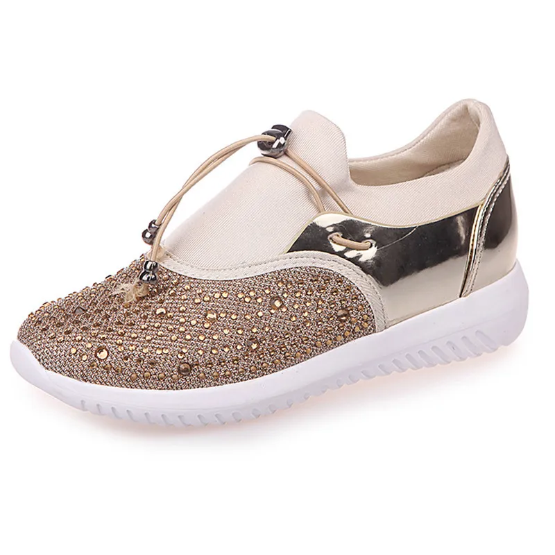

2019 Crystal Shoes Women Plus Size 36-44 Fashion Lady Platform Casual Sneakers Canvas Lady Trainers WSN226