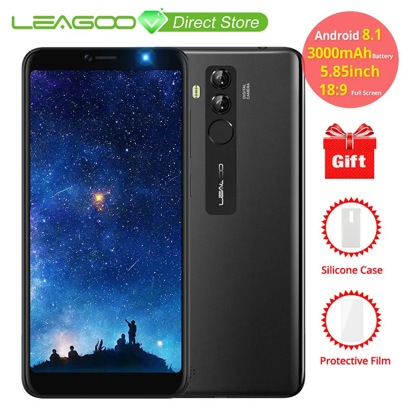 LEAGOO M9 Pro 5.72" HD+ 18:9 Screen 13MP Camera Android 8.1 Smartphone MT6739 Quad Core 2GB RAM 16GB 3000mAh Fingerprint Phone |