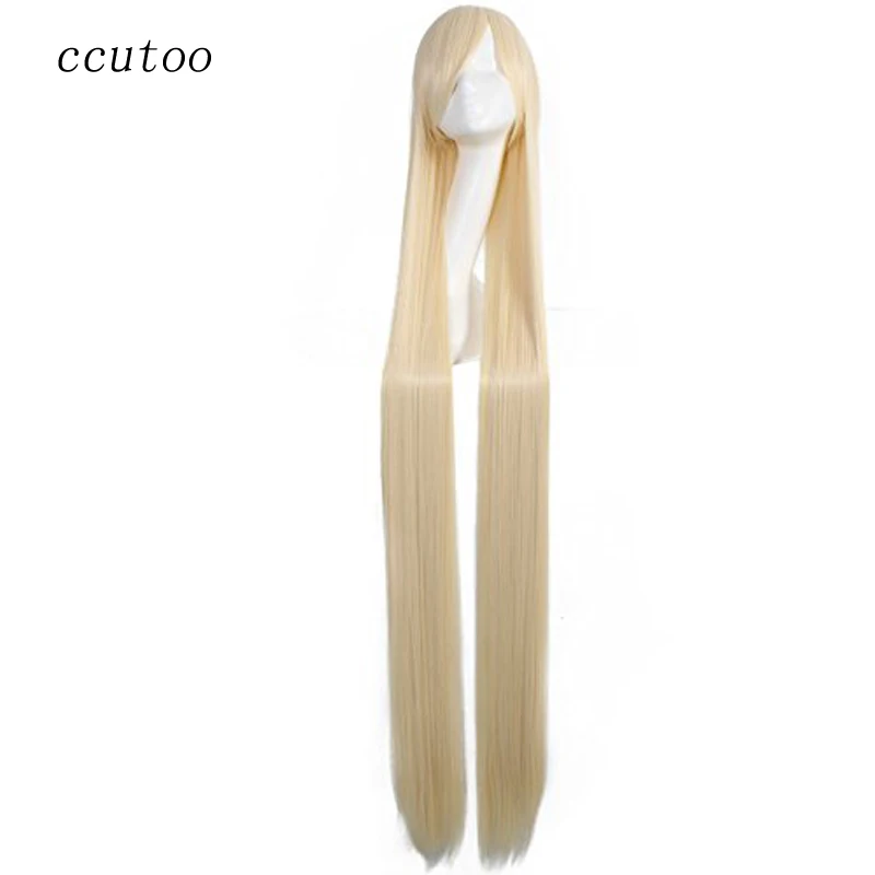 Ccutoo 150 см блонд длинные прямые синтетические волосы Косплей Полный парик Perrque для женщин Хэллоуин Вечерние