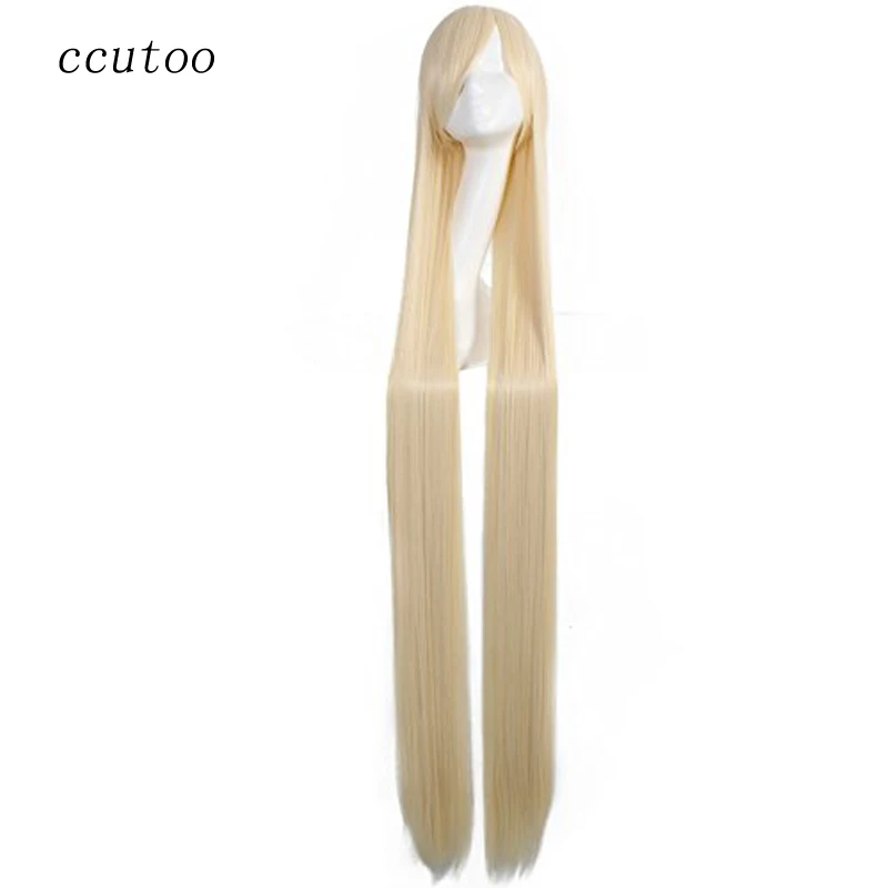 Ccutoo 150 cm Rubio largo recto pelo sintético Cosplay pelucas completas Perrque para la fiesta de Halloween de las mujeres Ccutoo 150 cm Rubio largo recto pelo sintético Cosplay pelucas completas Perrque para la fiesta de Halloween de las mujeres