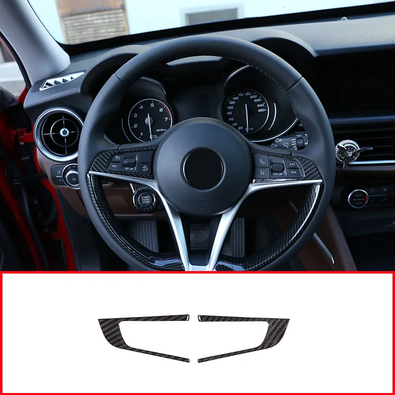 

Real Carbon Fiber For Alfa Romeo Giulia Stelvio 2017 2018 2019 Car Steering Wheel Button Frame Trim Accessories
