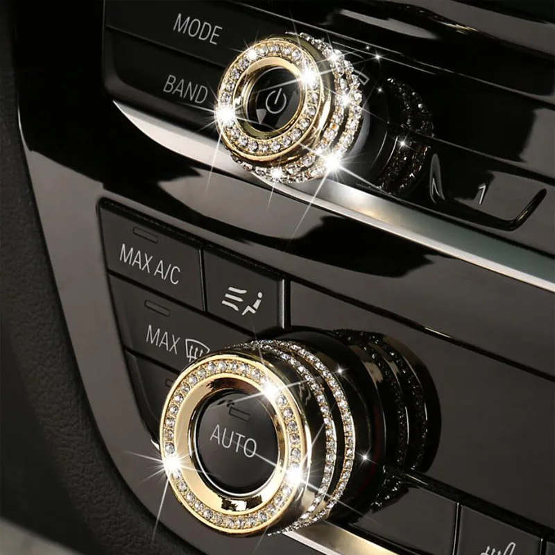 

Car Air Conditioning Volume Knob Decoration for BMW 13457 series gtX3X4X5X6 Central Control Audio Ring with Diamond Interior
