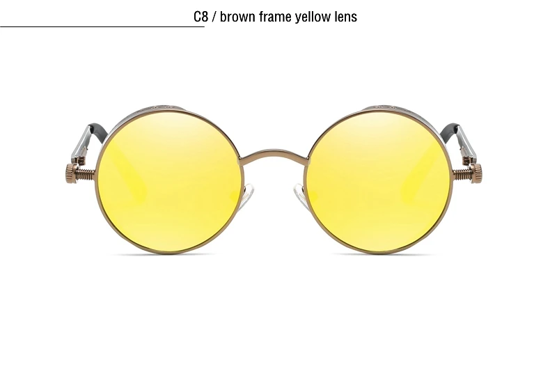 Круглые металлические солнцезащитные очки в стиле стимпанк, поляризационные, для мужчин и женщин, модные очки, фирменный дизайн, винтажные зеркальные очки с покрытием