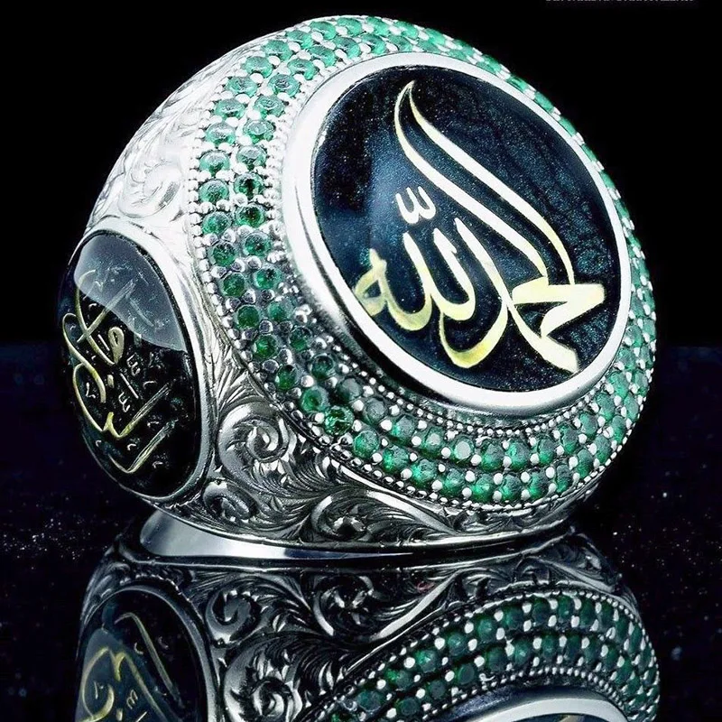 Винтаж ислам пророк Мохаммед Чемпионат кольцо панк Саудовская звезда турецкий, османский штат мужские Т-образные кольца для мужчин Бохо мусульманские украшения