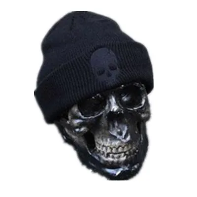 Горячая Распродажа трикотажная шапка из акрила унисекс Зимние шапки Skullies& Beanies в стиле черепа для женщин и мужчин 3 цвета Теплая Зимняя кепка - Цвет: Черный