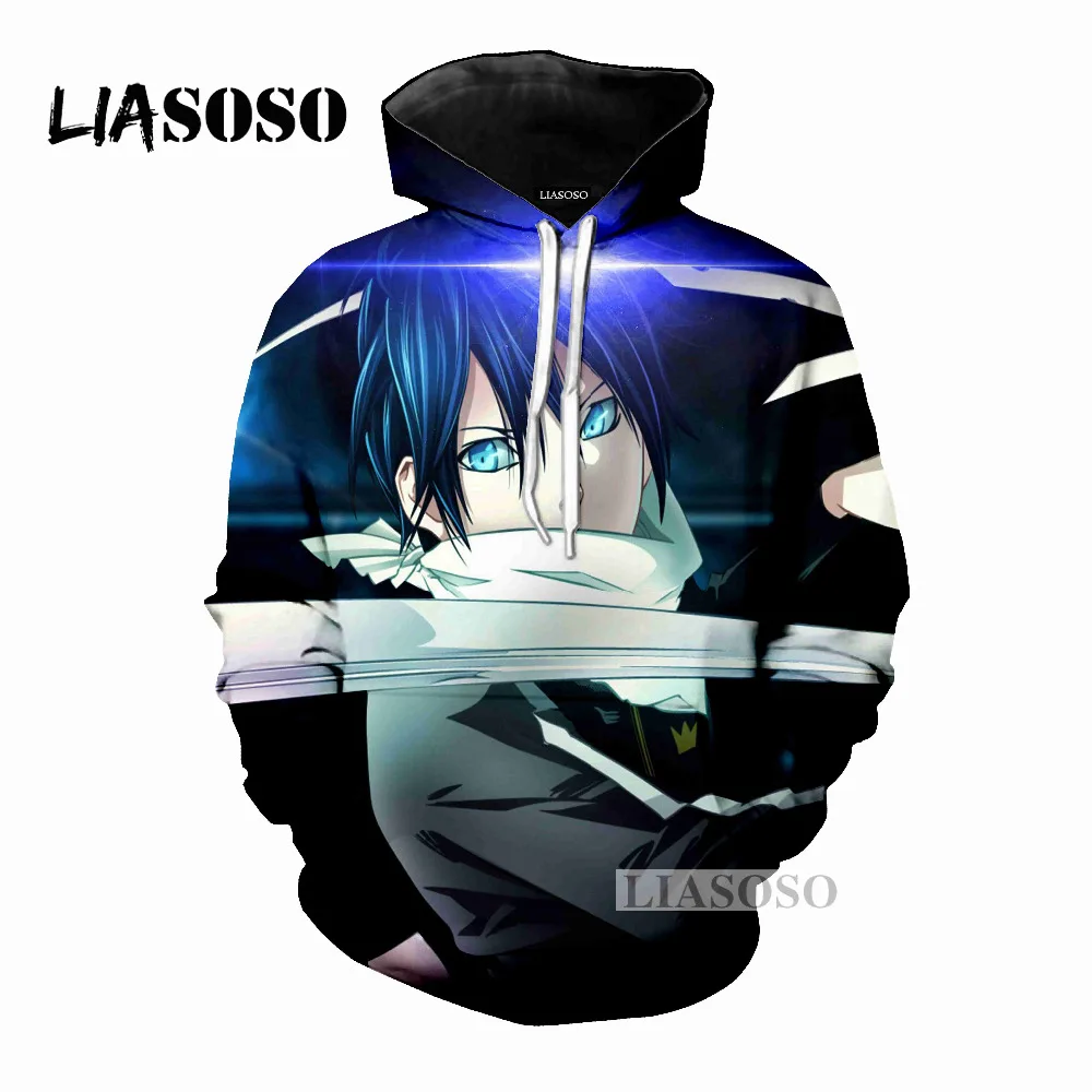 

LIASOSO Autumn New Men Women Fashion Sweatshirt 3D Print Anime Noragami Hoodie Long Sleeve Hip Hop Top Harajuku Pullover D019-2