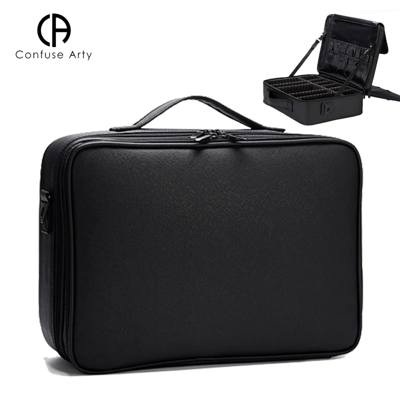 

High Quality waterproof Women PU leather Cosmetic bag Portable Cosmetic case Large Capacity Make Up Insert Bag travel suitcase