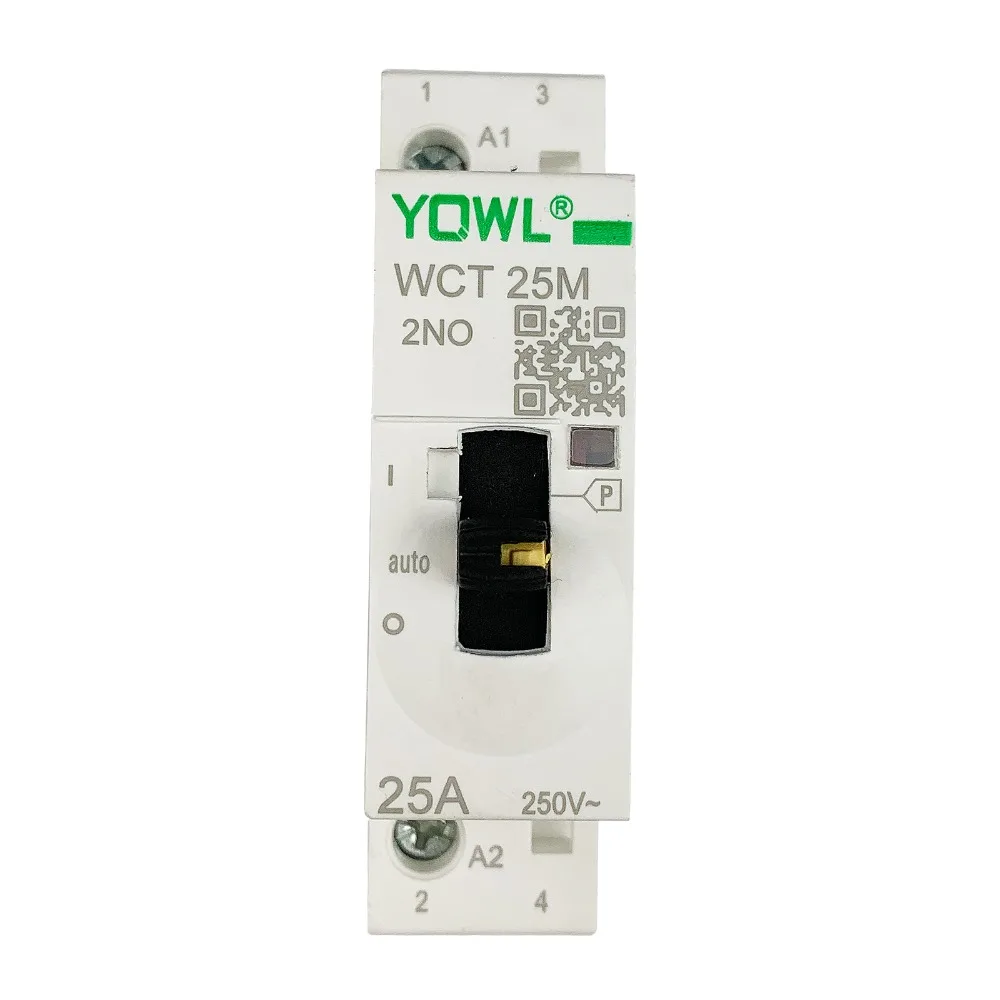 

AC Contactor Modular With Manual Control Switch By DIN Rail Mount 2P 2NO 25A 220V/230V 50/60HZ For DIY Smart Home Automation