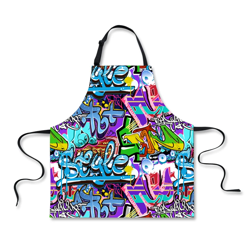 FORUDESIGNS Graffiti Pattern Sleeveless Anti-oil Aprons Kitchen Cooking Waist Women Apron BBQ Chef Apron Gardener Aprons 75*67cm