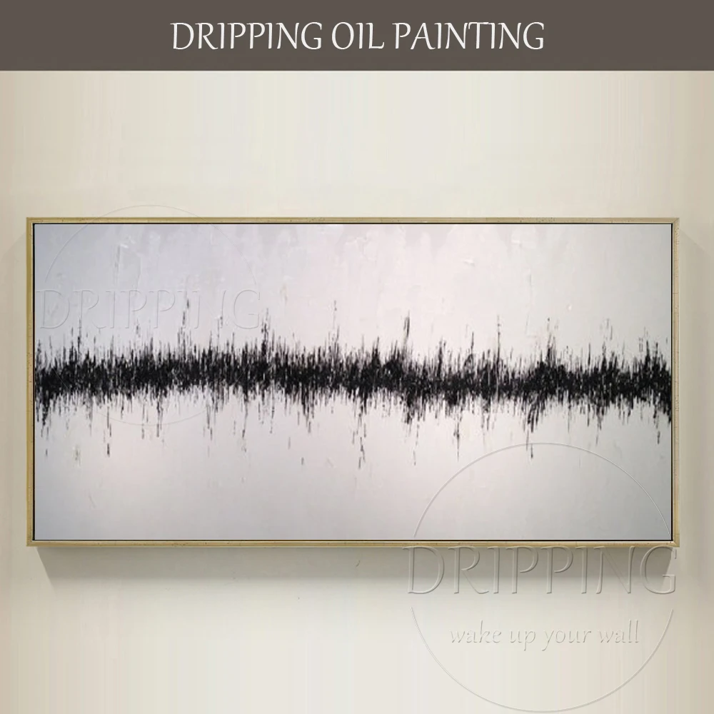 

Simple Design Modern Black and White Canvas Oil Painting Large Canvas Abstract White and Black Oil Painting for Living Room