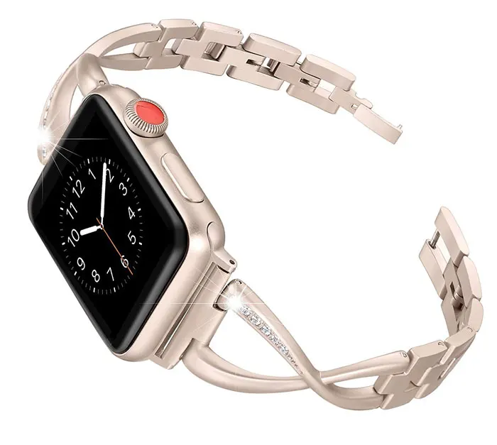 Bracelet Apple Watch Femme maillons sertie de strass