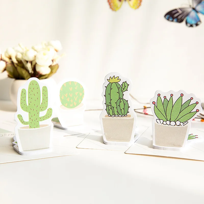 Jonvon 4 PCS cactus pad of Korean creative канцтовары наклейки N stick a label стикер школьные