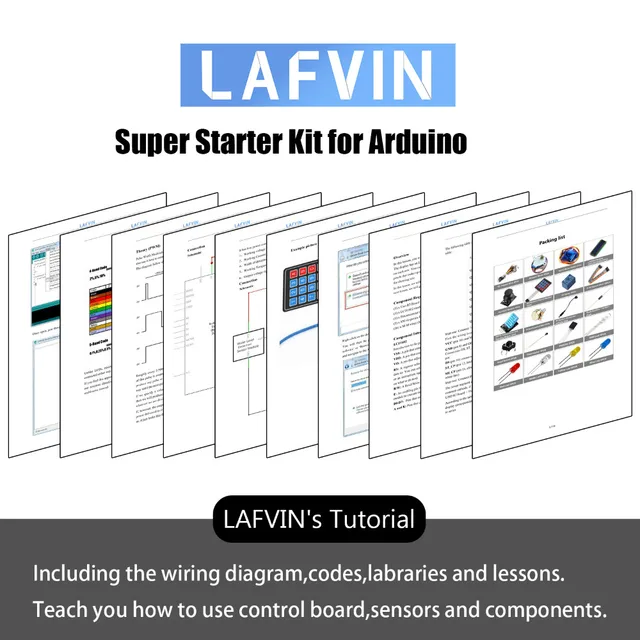 LAFVIN Super Starter Kit for Arduino for UNO SET R3 Breadboard / Step Motor / SG90 Servo / 1602 LCD / jumper Wire / Tutorial 5