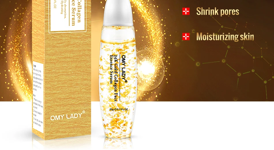 OMY LADY 24 K Золотая коллагеновая эссенция для лица увлажняющая антивозрастная Сыворотка 24 K крем для лица с гиалуроновой кислотой Золотая эссенция VC уход за кожей