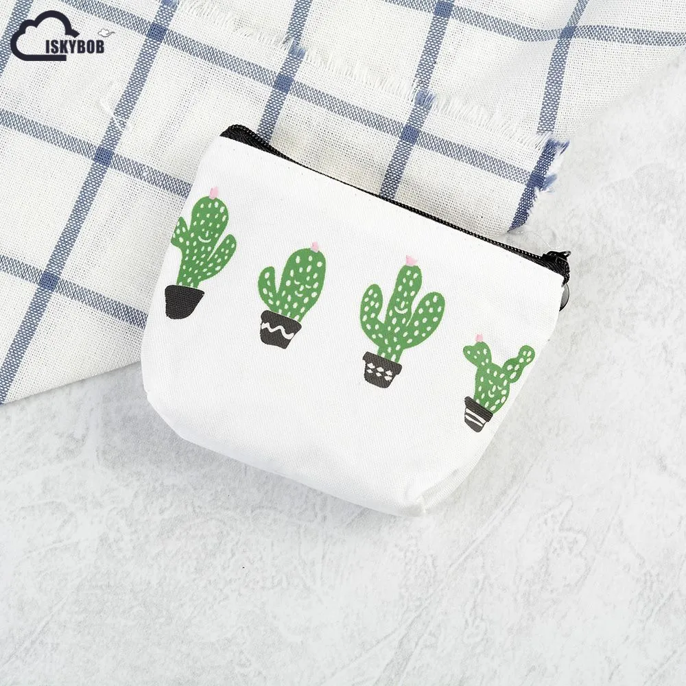 

ISKYBOB 1PCS Small Cute Kids Coin Wallet Women Coin Purse Money Pouch Cactus Change Pouch Key Holder Bag