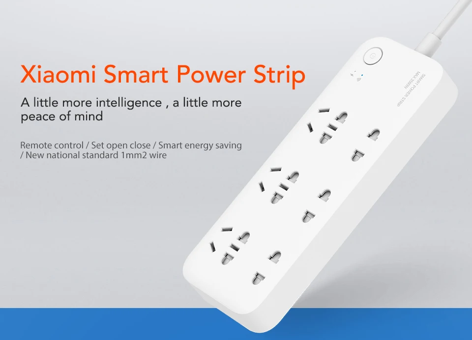 Original Xiaomi Mijia Smart Power Strip Wifi Remote Control Outlet Powerful 6 Ports Power Socket White (1)