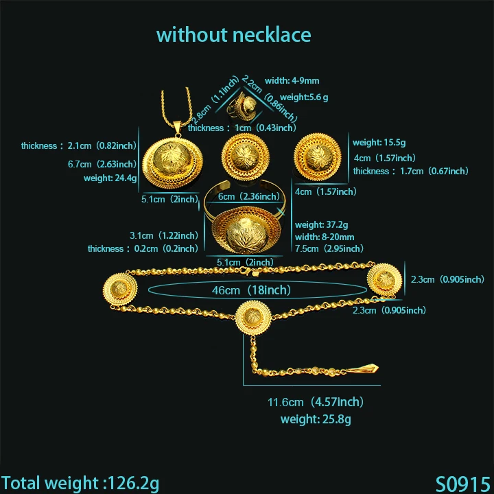 Fansheng Эфиопский большой набор украшений медный материал золотой цвет невесты свадебные красивые ювелирные комплекты Подарки для женщин