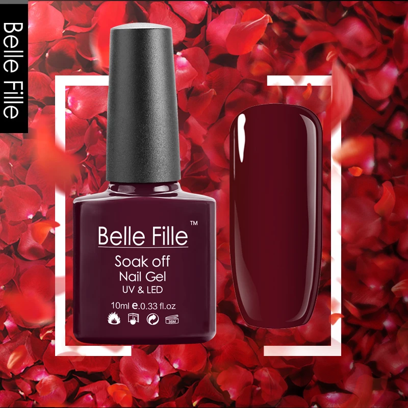 Belle Fille новейшие винно красные цвета УФ гель лак для ногтей светодиодный темно