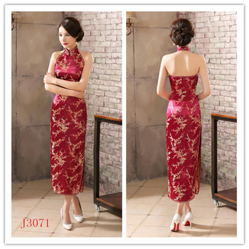 2017 красный Qipao спинки Длинные Cheongsam пикантные Chinses платья для женщин модные вечерние для вечернее платье традиционная китайская одежда