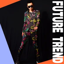 M-6XL! ночной клуб бар мужской певец DSDJ Quan Zhilong GD неоновый цветочный костюм набор бар производительность аксессуары