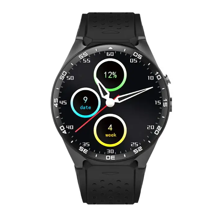 KW88 3g wifi gps bluetooth Смарт часы Android 5,1 MTK6580 процессор 1,39 дюймов 2.0MP камера умные часы для iphone huawei телефон часы - Цвет: Черный