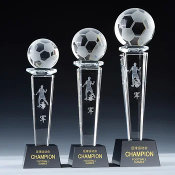 

TOP GOOD custom trophy--custom-made football soccer ball game match crystal champion trophy CUP-BEST business birthday present